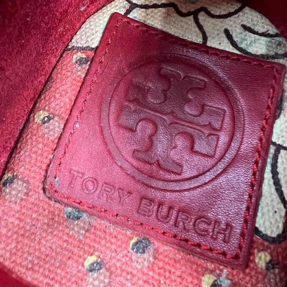 Tory Burch Sherri Floral Platform Espadrille Wedge Sandal - Red/White -Women 9 - Picture 9 of 10